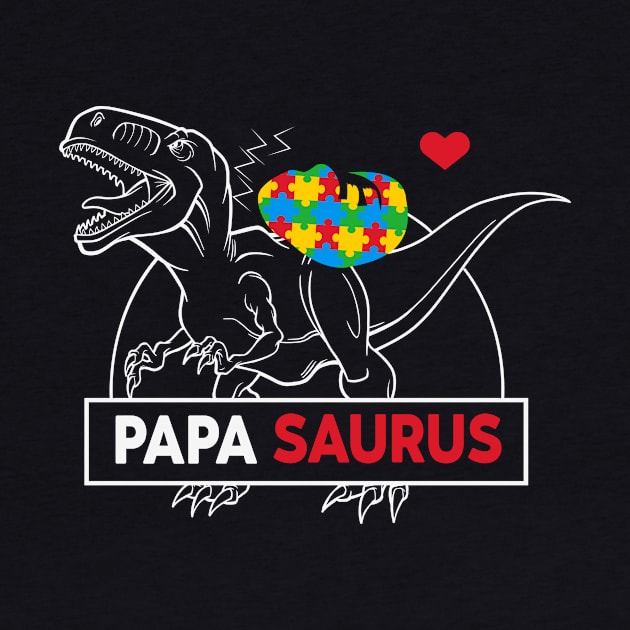 PAPA SAURUS dinosaur Autism Awareness Gift for Birthday, Mother's Day, Thanksgiving, Christmas by skstring